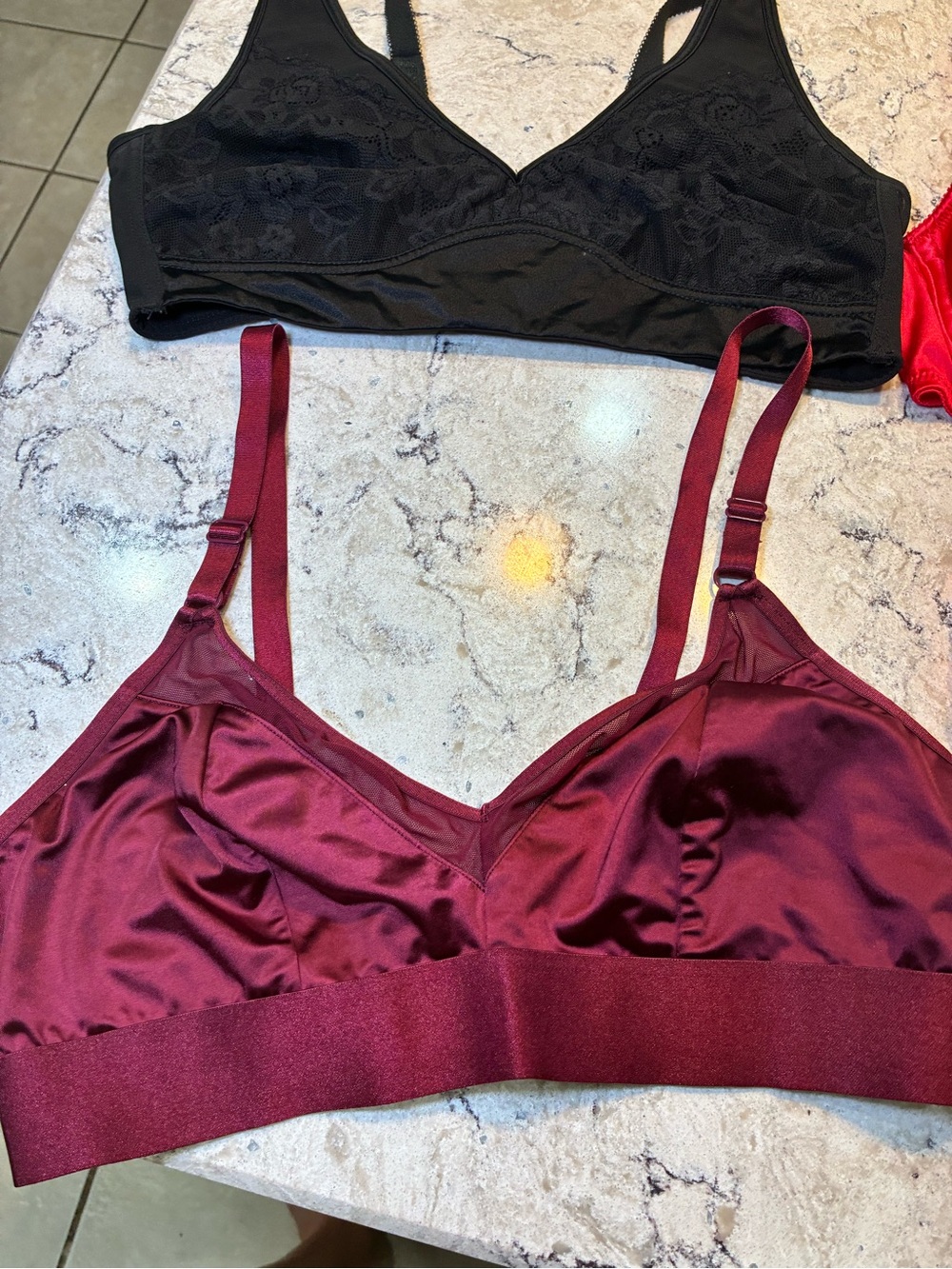 Black Lace Bralette, Burgundy bra & Red Satin Bra and Panty Set -Women Intimates - Picture 6 of 9